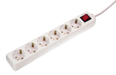 Mynd af Fjöltengi 6xSchuko m/rofa Hv.