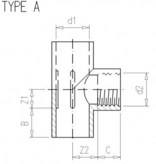 Mynd af PVC Lím Múffu Té 25mm x     3/4"