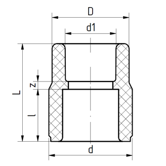 Mynd af PP-R FS Minnkun 50x20mm