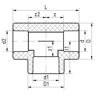 Mynd af PP-R FS Té 40x25x40mm