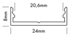 Mynd af Álprófíll M-Line Extra low 24x8 Ál