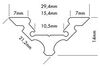 Mynd af Álprófíll S-Line 45° 21x21 Ál