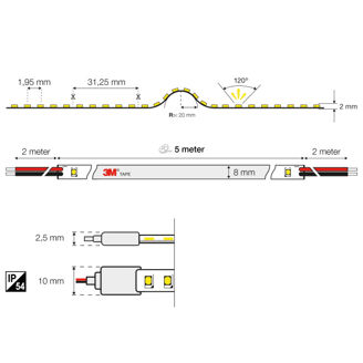 Mynd af LED-borði COB 11W IP20  5m