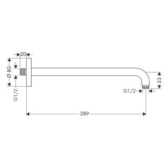 Mynd af Hansgrohe sturturör 90° 389mm Króm