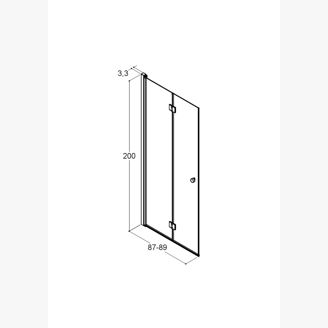 Mynd af Dansani Fellihurð glær m/svörtum prófíl 90cm 
