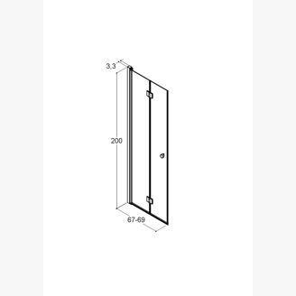Mynd af Dansani Fellihurð glær m/svörtum prófíl 70cm 