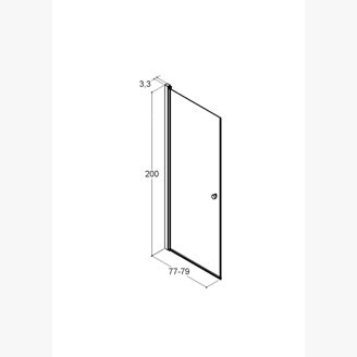 Mynd af Dansani sturtuhurð glær með gráum prófíl 80cm