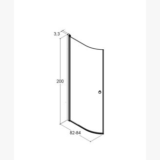 Mynd af Dansani bogahurð glær m/gráum prófíl 100cm