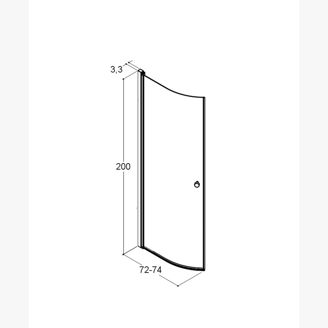 Mynd af Dansani bogahurð glær m/gráum prófíl 90cm