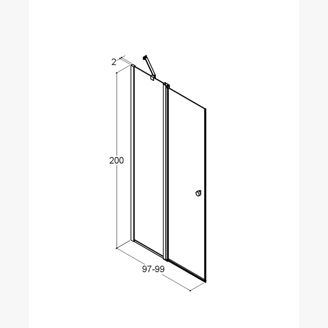 Mynd af Dansani sturtuhurð+fast glær m/gráum prófíl 100cm
