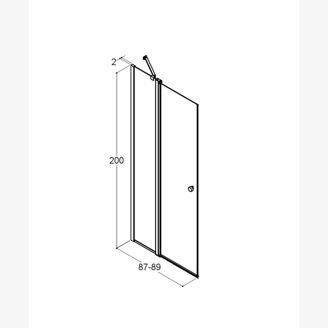 Mynd af Dansani sturtuhurð+fast glær m/gráum prófíl 90cm