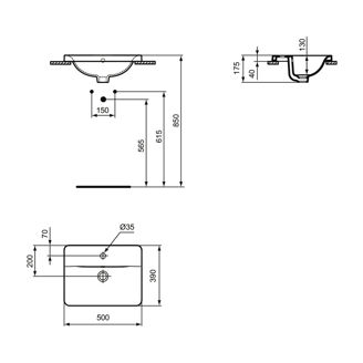 Mynd af Ideal Standard handlaug á borð 50x39cm