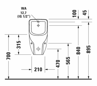 Mynd af Duravit D-Code Þvagskál tengd í bak