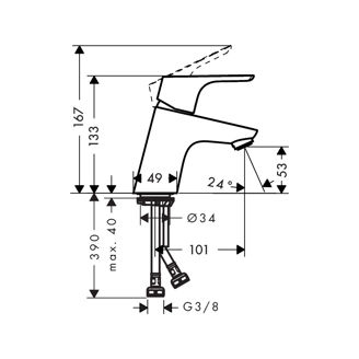 Mynd af Hansgrohe Focus 70 Handlaugartæki án tappa Króm