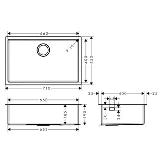 Mynd af Hansgrohe S71 stálvaskur undirlímdur 660x400mm
