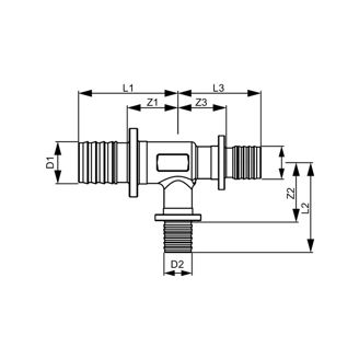 Mynd af TECE Té 25x20x25 mm