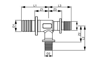 Mynd af TECE Té 20x20x16 mm