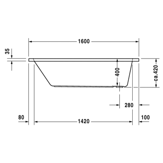 Mynd af Duravit D-Code baðkar 160x70 cm