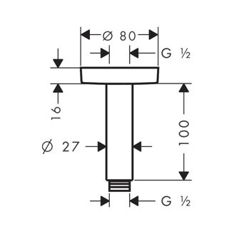 Mynd af Hansgrohe sturturör í loft 100mm Matt svart