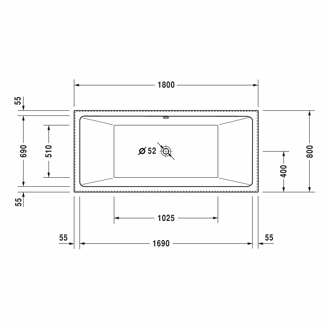 Mynd af Duravit Vero 180x80cm frístandandi baðkar hvítt