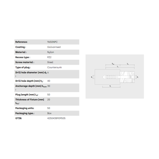 Mynd af Reknagli 6 x 50mm