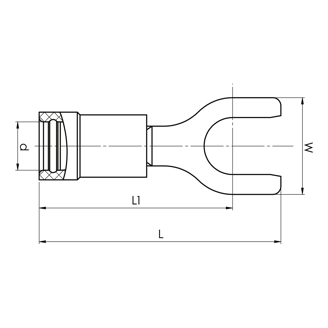 Mynd af Gaffalskór Rauður M5 0,75-1,5mm² (15stk)