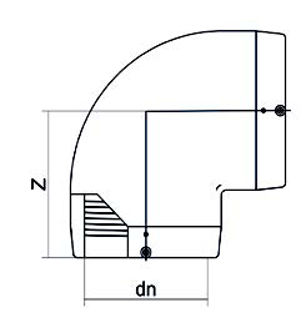 Mynd af Hné EF DN250 90° SDR11