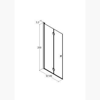 Mynd af Dansani Fellihurð glær m/gráum prófíl 100cm 