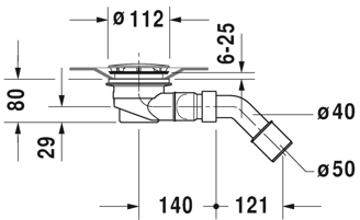 Mynd af Duravit vatnslás f. sturtubotn D-Code 50/40mm láréttur