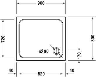 Mynd af Duravit sturtubotn D-Code 900x800mm