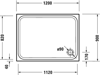 Mynd af Duravit sturtubotn D-Code 1200x900mm