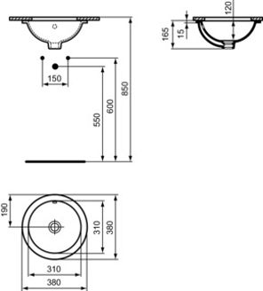 Mynd af Ideal Standard handlaug Connect 380mmØ undirlímd