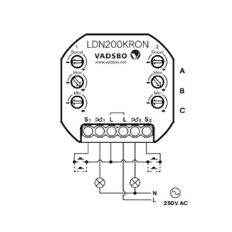 Mynd af Innfellidimmer í dós 2x100w án núll