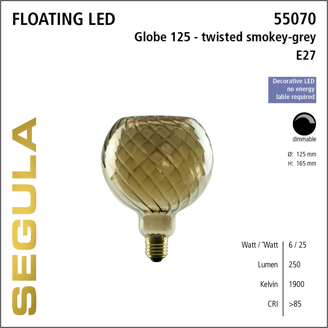 Mynd af LED-pera, Globe, Twisted-Grátt