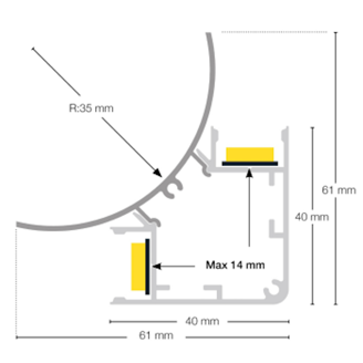 Mynd af Álprófíll C4 40x40x2500mm Sv.
