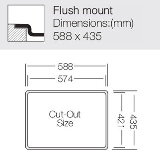 Mynd af UKinox ME stálvaskur 550x395mm sléttfelldur/undirlímdur