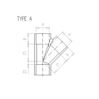 Mynd af PVC Té 40mm 45°