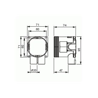Mynd af Rofadós ABB 73mm 2x20mm stútar