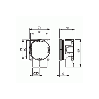 Mynd af Rofadós ABB 2x20mm stútar