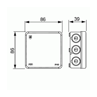 Mynd af Tengidós IP55  86x86x39mm Rauð