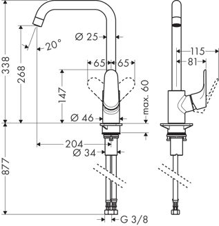 Mynd af Hansgrohe Focus M41 eldhústæki Stál