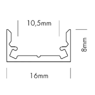 Mynd af PROLED álprófill SU-Line LOW 16x8mm 2m Ál
