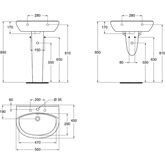Mynd af Ideal Standard handlaug 55x46cm