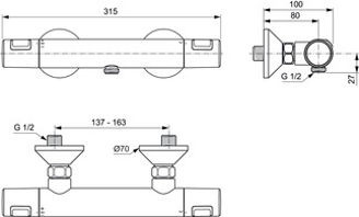 Mynd af Ideal Standard CERATHERM T25 sturtutæki Króm