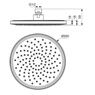 Mynd af Ideal Standard IDEALRAIN sturtuhaus Ø200mm Svartur matt