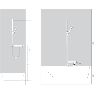 Mynd af AXOR Uno sturtustöng 90cm og barki 160cm stál