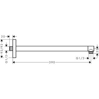 Mynd af AXOR ShowerSolutions Softsquare sturturör 390mm Burstað brass