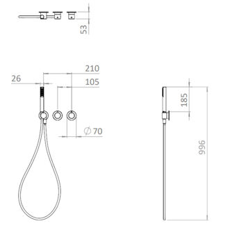Mynd af Crosswater MPRO Module 2 sturtusett m. handsturtu Burstað brass