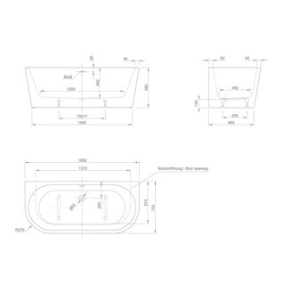 Mynd af Knief Wall XS baðkar 1650x750x580mm Hvítur