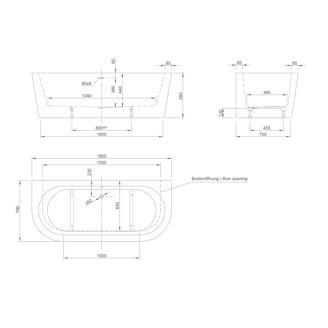 Mynd af Knief Wall baðkar 1800x800x600mm Hvítur